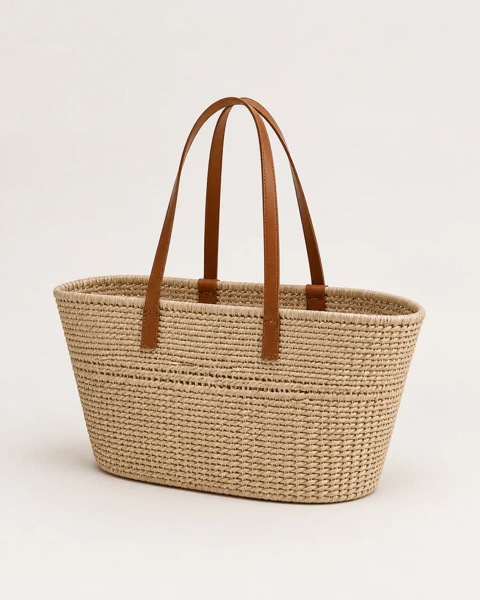 Woven Palm Market Tote - Main image