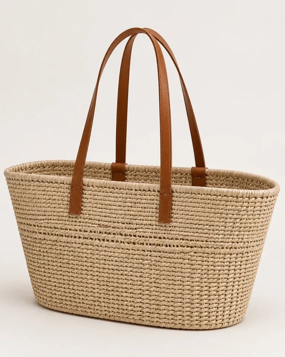 Woven Palm Market Tote, view 2
