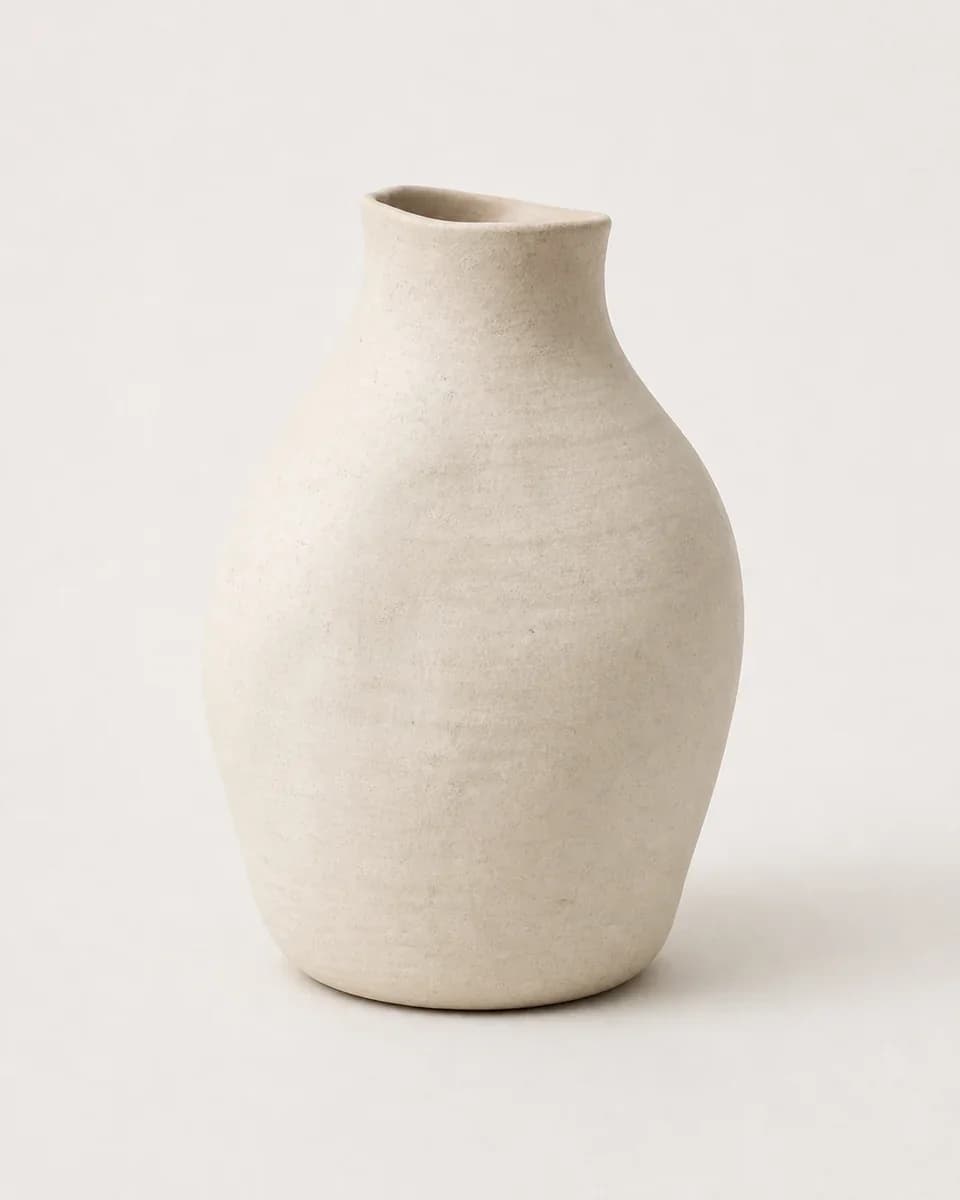 Sculpted Ivory Ceramic Vase - Main image