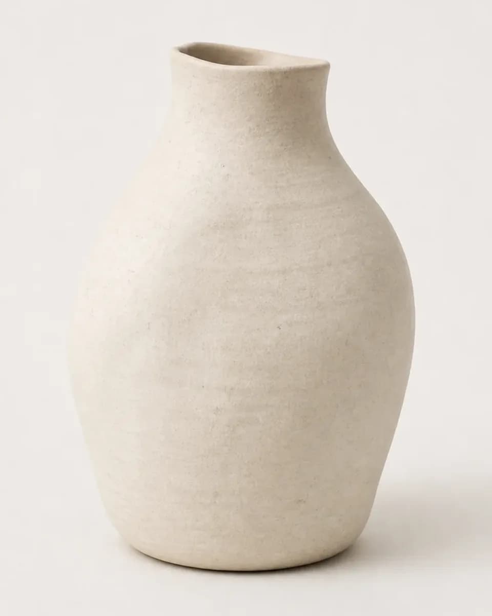 Sculpted Ivory Ceramic Vase, view 2