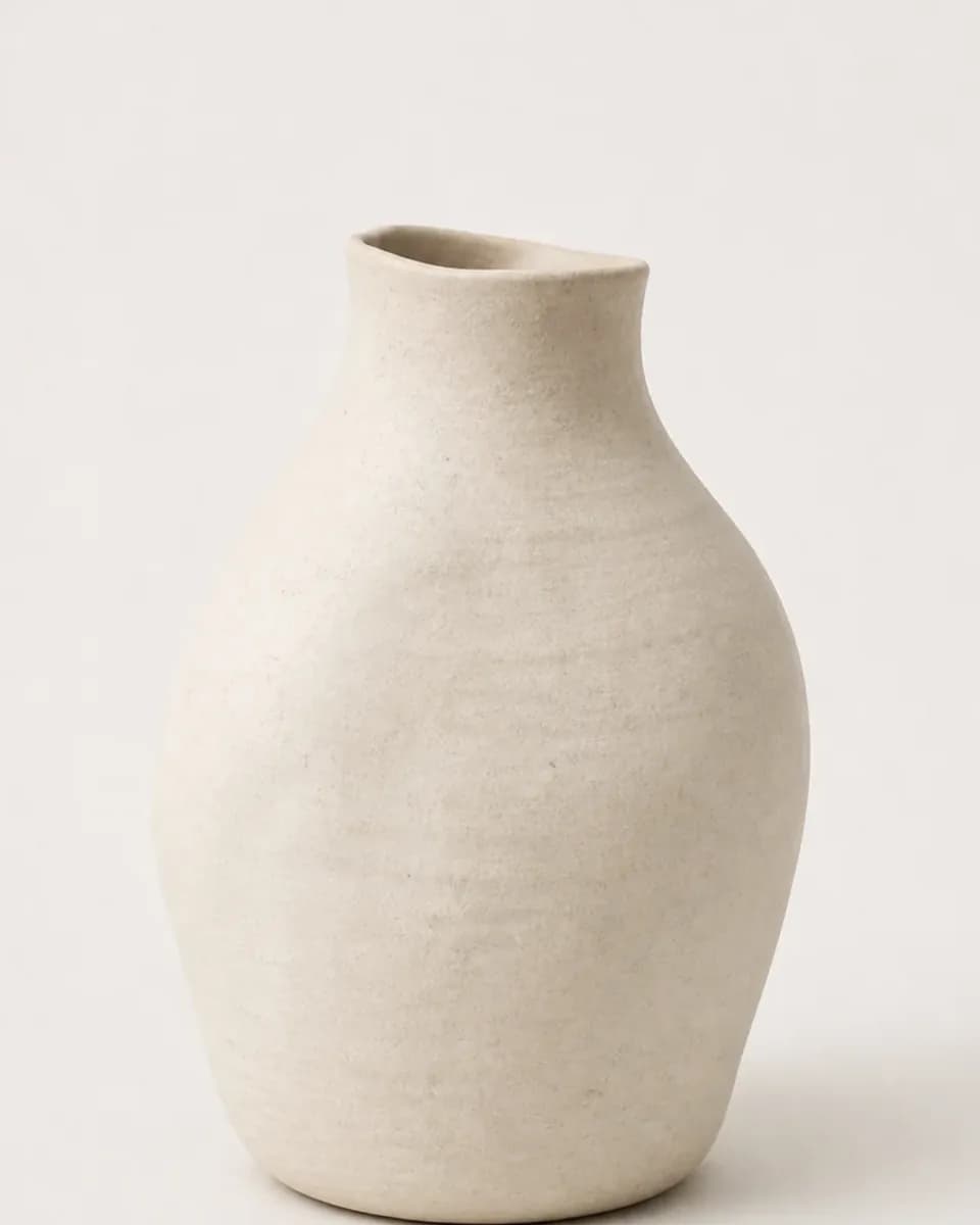 Sculpted Ivory Ceramic Vase, view 3