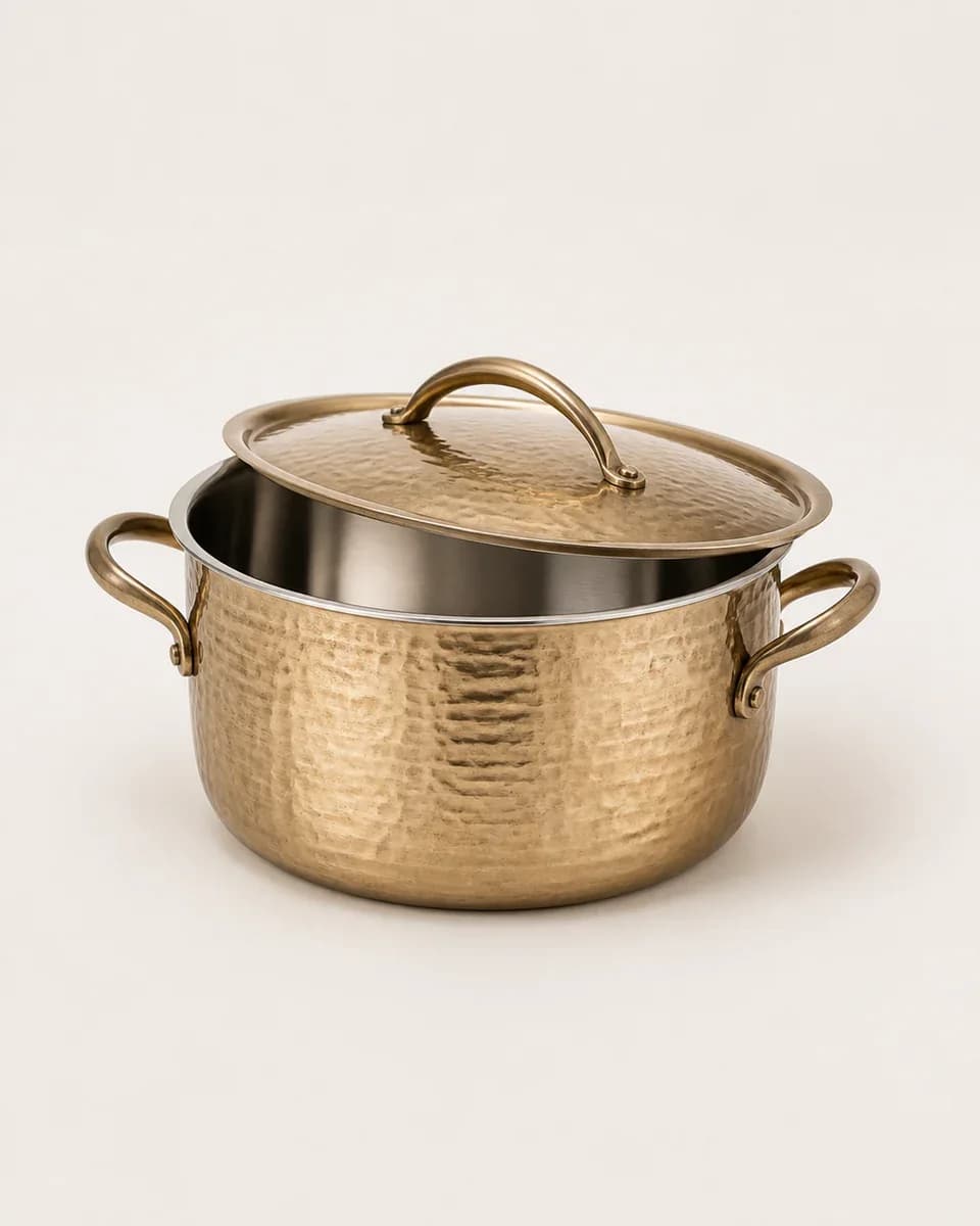 Hammered Brass Stock Pot