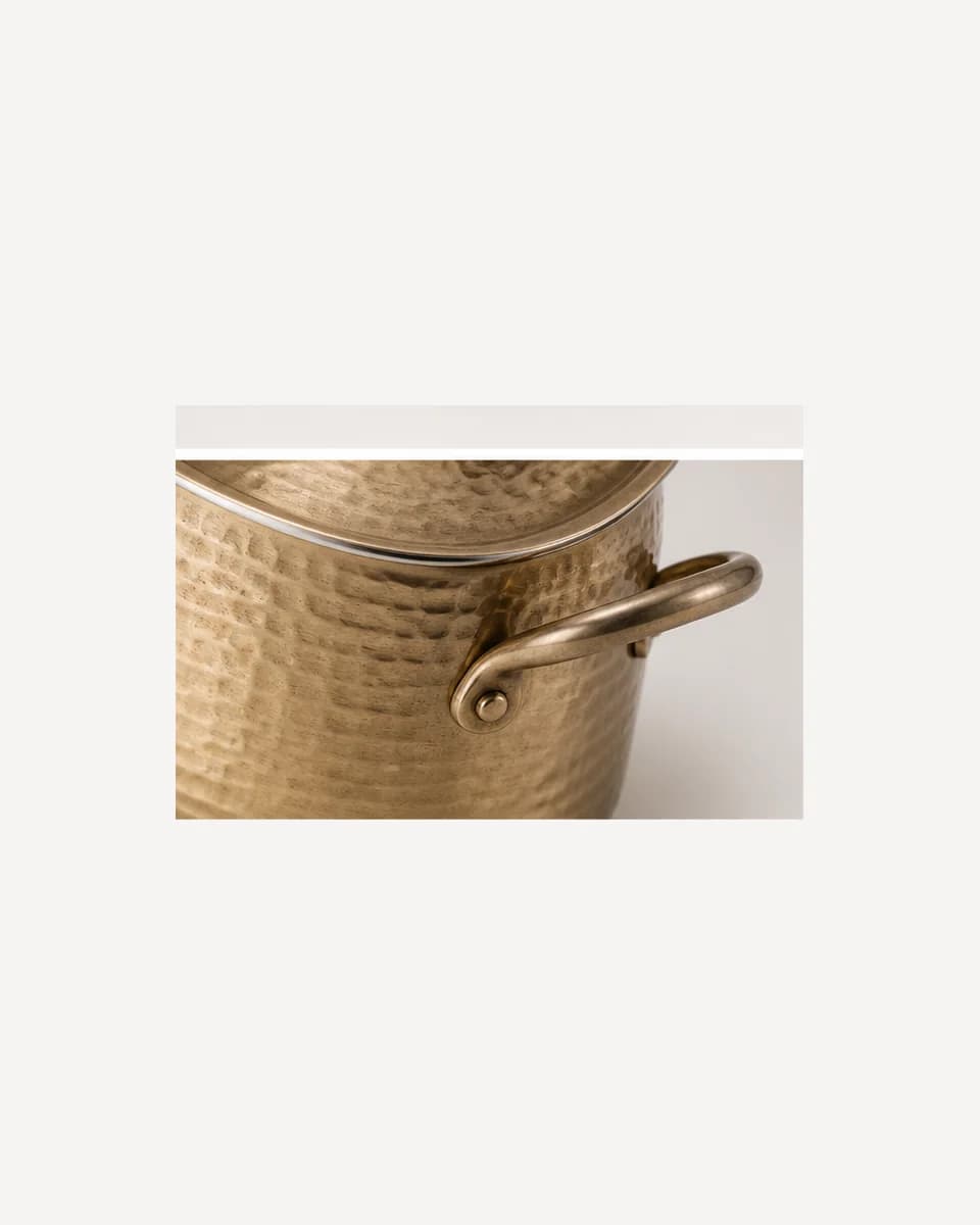 Hammered Brass Stock Pot, view 3