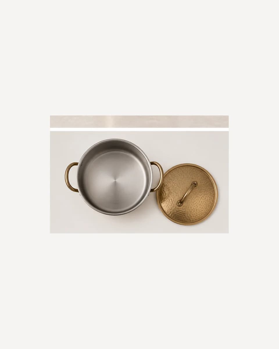 Hammered Brass Stock Pot, view 4
