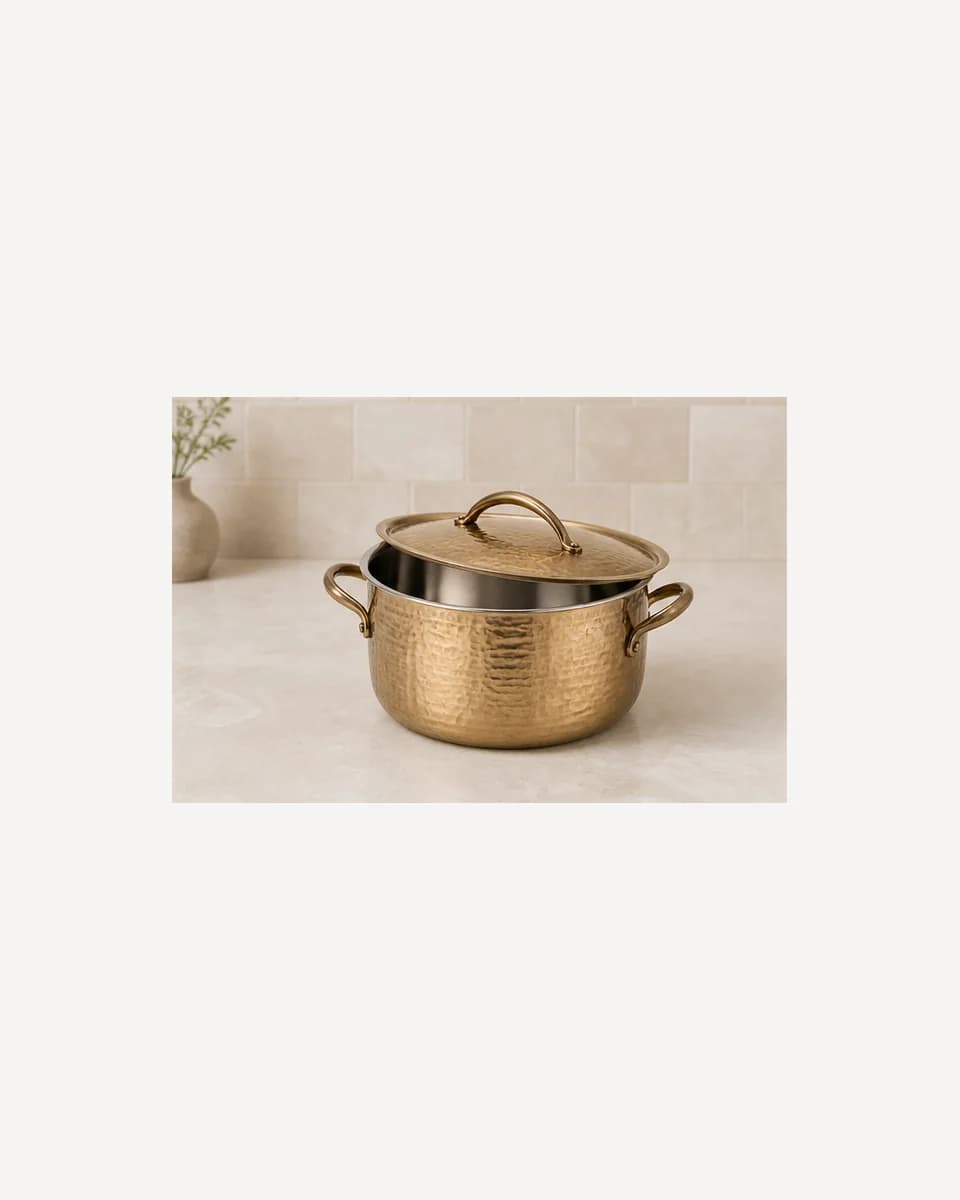 Hammered Brass Stock Pot, view 5