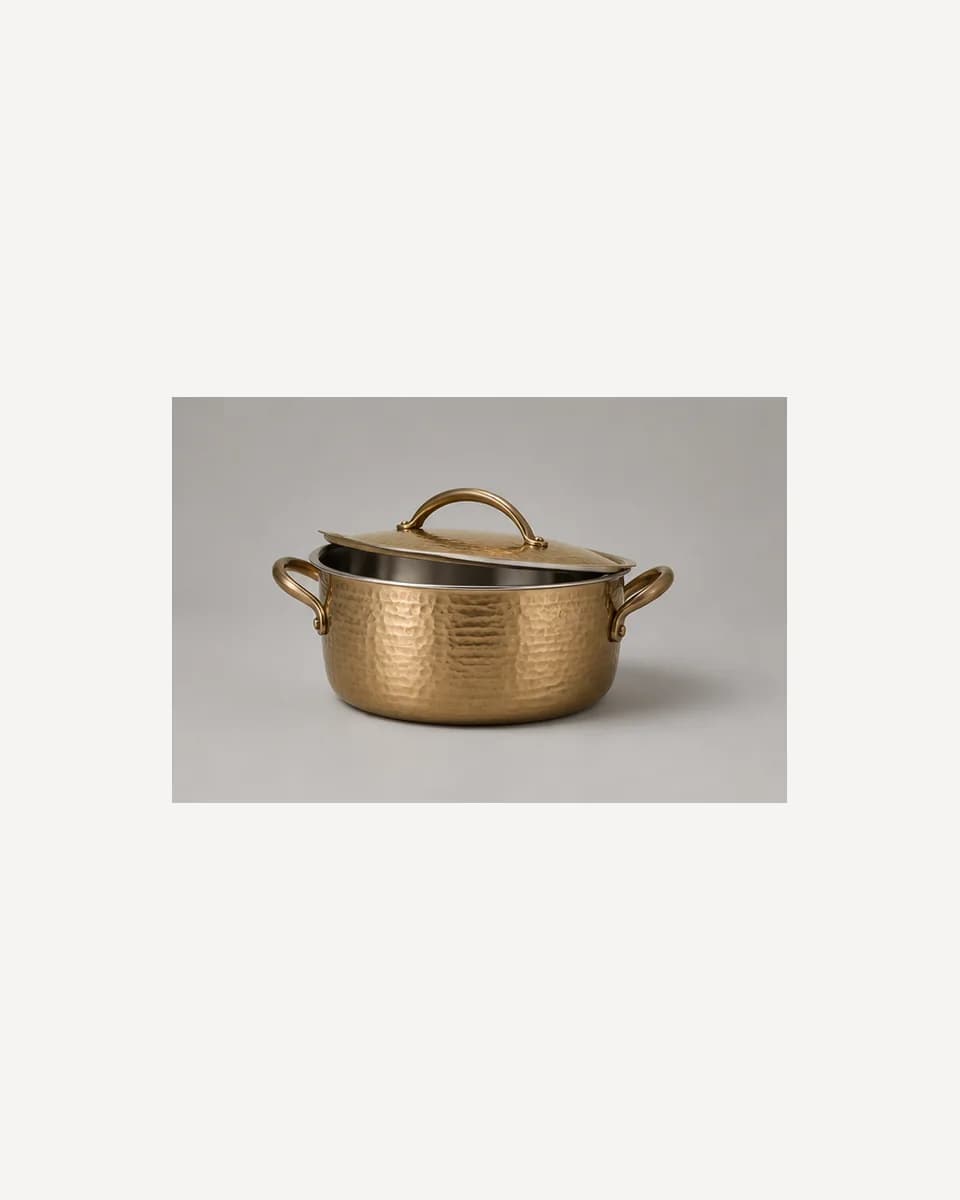 Hammered Brass Stock Pot, view 6