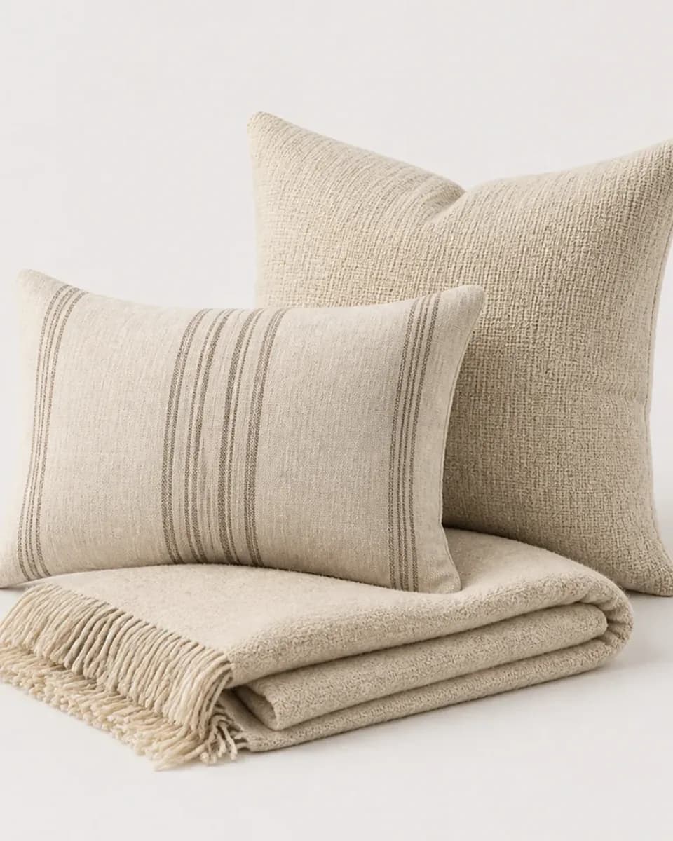 Handwoven Linen Cushion Set, view 2