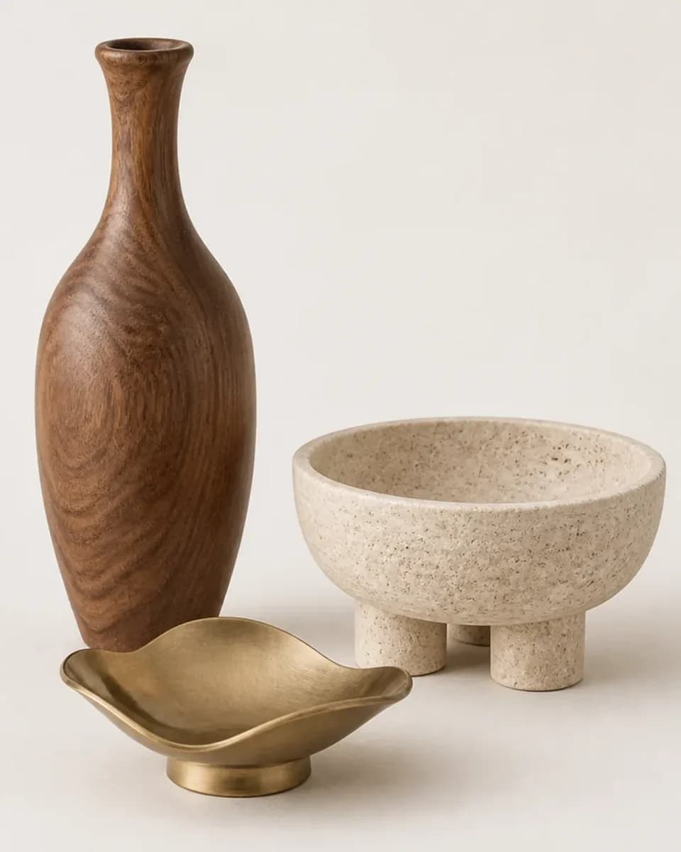 Carved Walnut Object Set, view 2