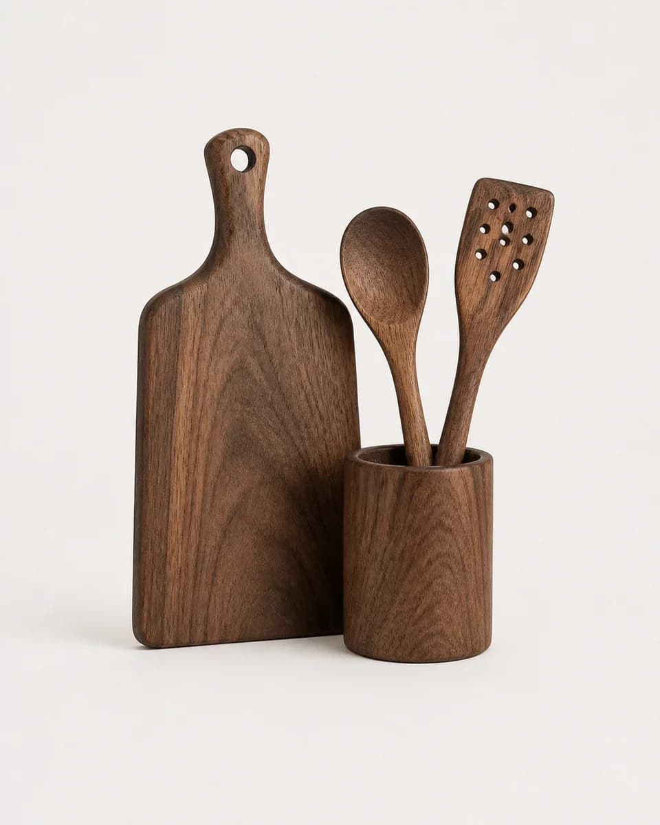 Walnut Kitchen Utensil Set - Main image