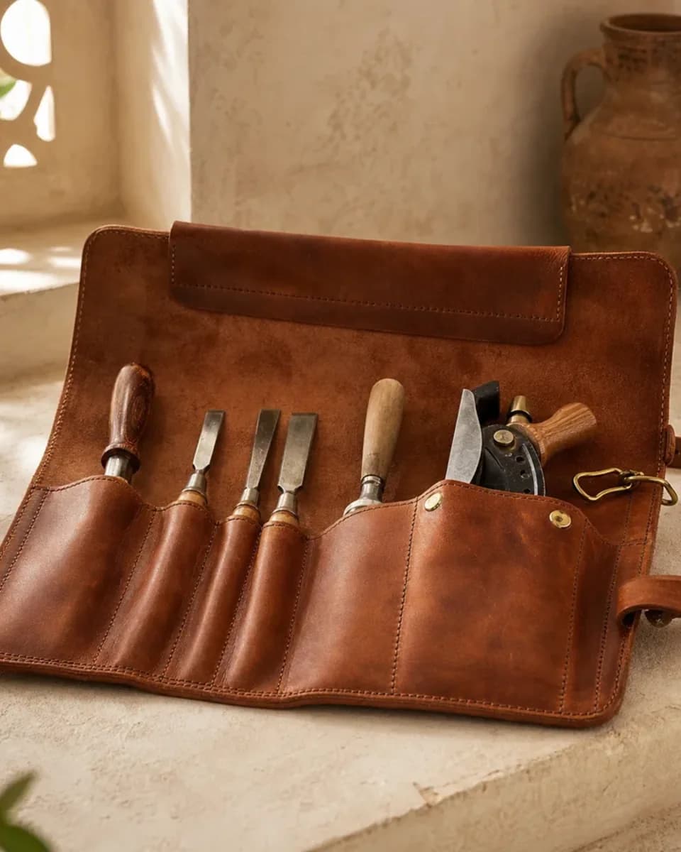 Hand-Stitched Leather Tool Roll - Main image