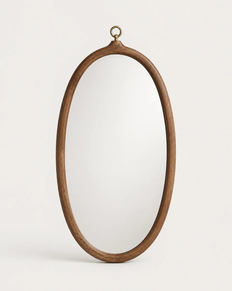 Oval Walnut Wall Mirror - Main image