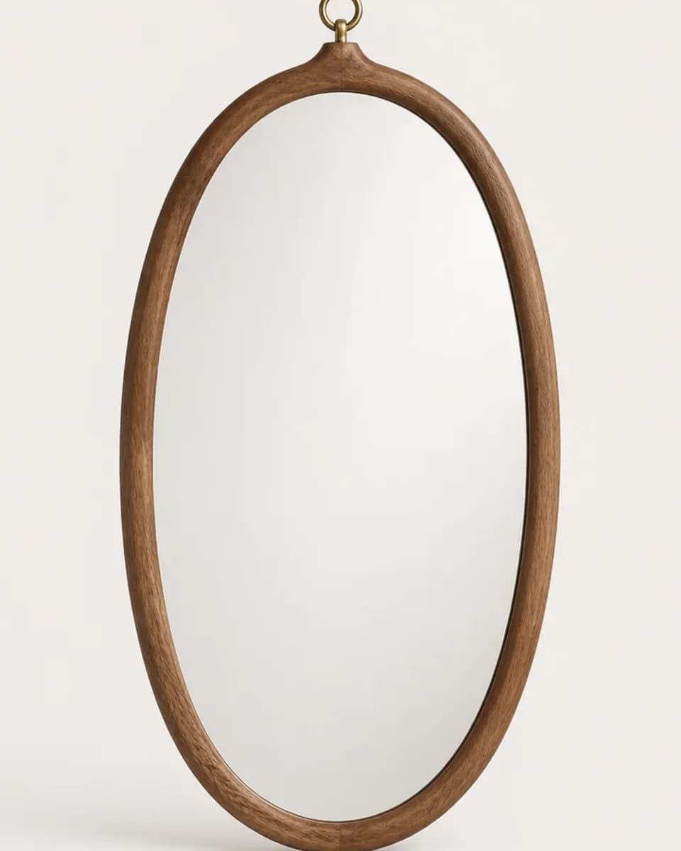 Oval Walnut Wall Mirror, view 2