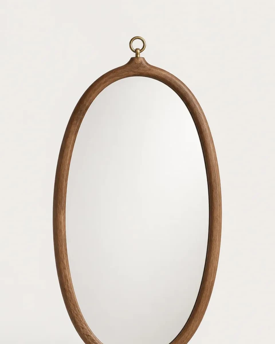 Oval Walnut Wall Mirror, view 3