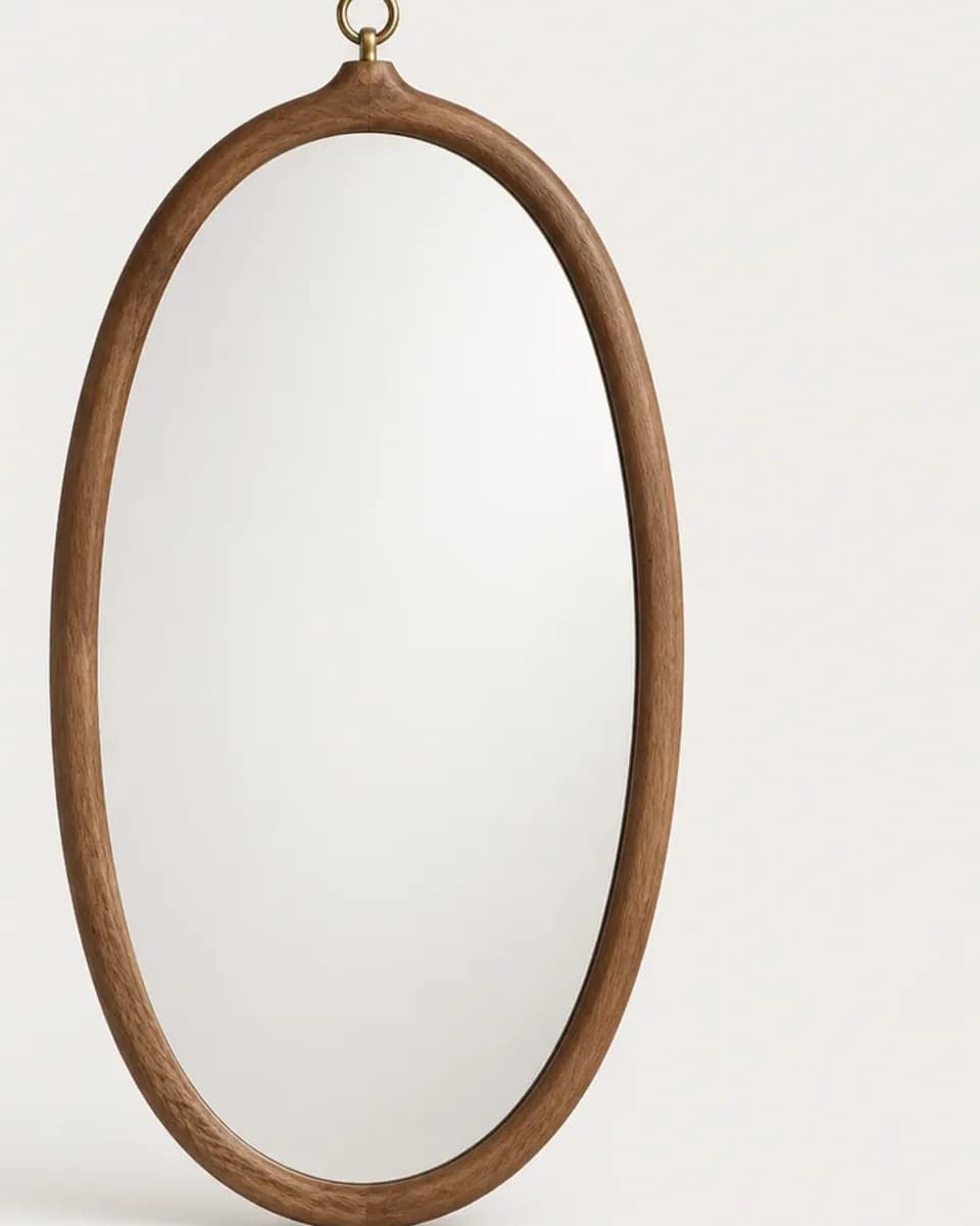Oval Walnut Wall Mirror, view 4