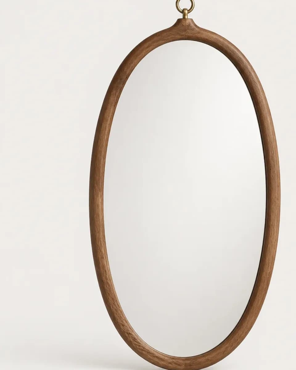 Oval Walnut Wall Mirror, view 5