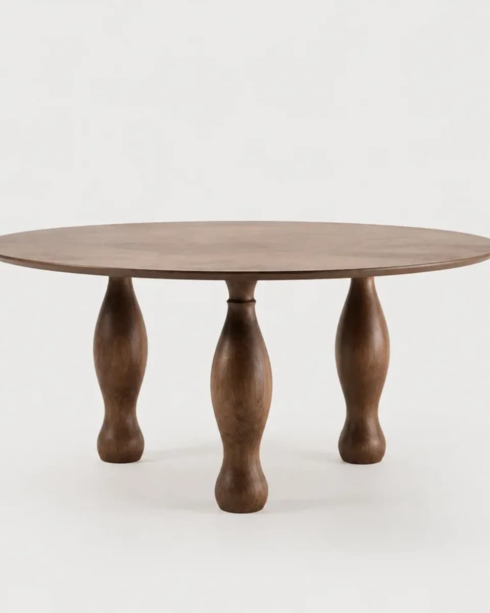Sculpted Walnut Dining Table, view 2